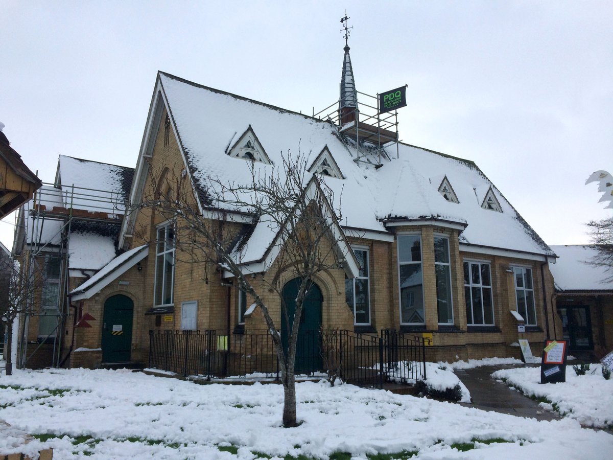 Ranaroth2's tweet photo. Village Hall, Norton Fitzwarren. Dated 1897 by Wilfred George Marshall of Norton Manor. Photo: Feb 2019. #NortonFitzwarren #Somerset #VillageHall #community #snow #WilfredMarshall https://t.co/q6EyIWwDFv