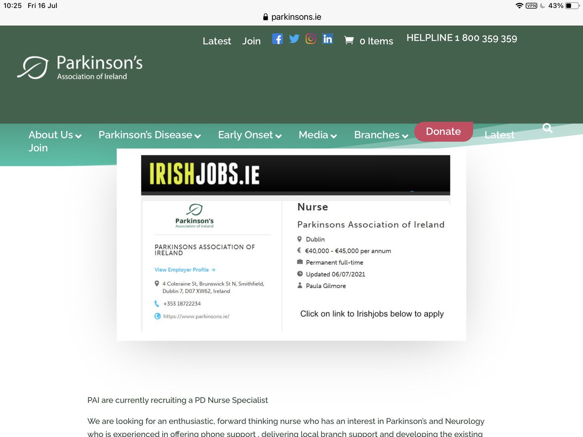 Richelle Flanagan ๐๐๐๐ (@richelleflan) on Twitter photo We are in desperate need of Parkinsons Nurses in Ireland. <a href="/ParkinsonsIre/">Parkinson's Ireland</a> are looking for a PD nurse to help members. Please share so we can fill this position ASAP. <a href="/JakeMc_D/">Jake McDonnell</a> <a href="/Gfboyle1/">Gary Boyle</a> <a href="/AdellDun/">Adell Dunleavy ๐๐</a> <a href="/nmcnews/">Nursing and Midwifery Council</a> <a href="/ICGPnews/">Irish College of GPs</a> @PDNSA parkinsons.ie/pd-nurse-speciโฆ We are in desperate need of Parkinsons Nurses in Ireland. <a href="/ParkinsonsIre/">Parkinson's Ireland</a> are looking for a PD nurse to help members. Please share so we can fill this position ASAP. <a href="/JakeMc_D/">Jake McDonnell</a> <a href="/Gfboyle1/">Gary Boyle</a> <a href="/AdellDun/">Adell Dunleavy ๐๐</a> <a href="/nmcnews/">Nursing and Midwifery Council</a> <a href="/ICGPnews/">Irish College of GPs</a> @PDNSA parkinsons.ie/pd-nurse-speciโฆ
