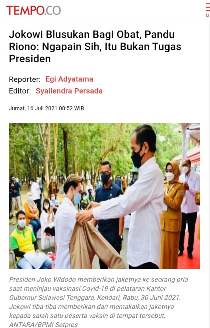 Sudahlah, gak papa. Kita2 yg mengerti sih "maklum" beginian
Cuman sebaiknya diingatkan &amp; didoakan saja, Jaga kesehatan baik2 ya pak, Indonesia itu luas dari Sabang sampai Merauke, kalau Jawa ya minimal dari Anyer sampai Panarukan
Bisa2 berapa malam selesainya PPKM-Darurat?
AMBYAR