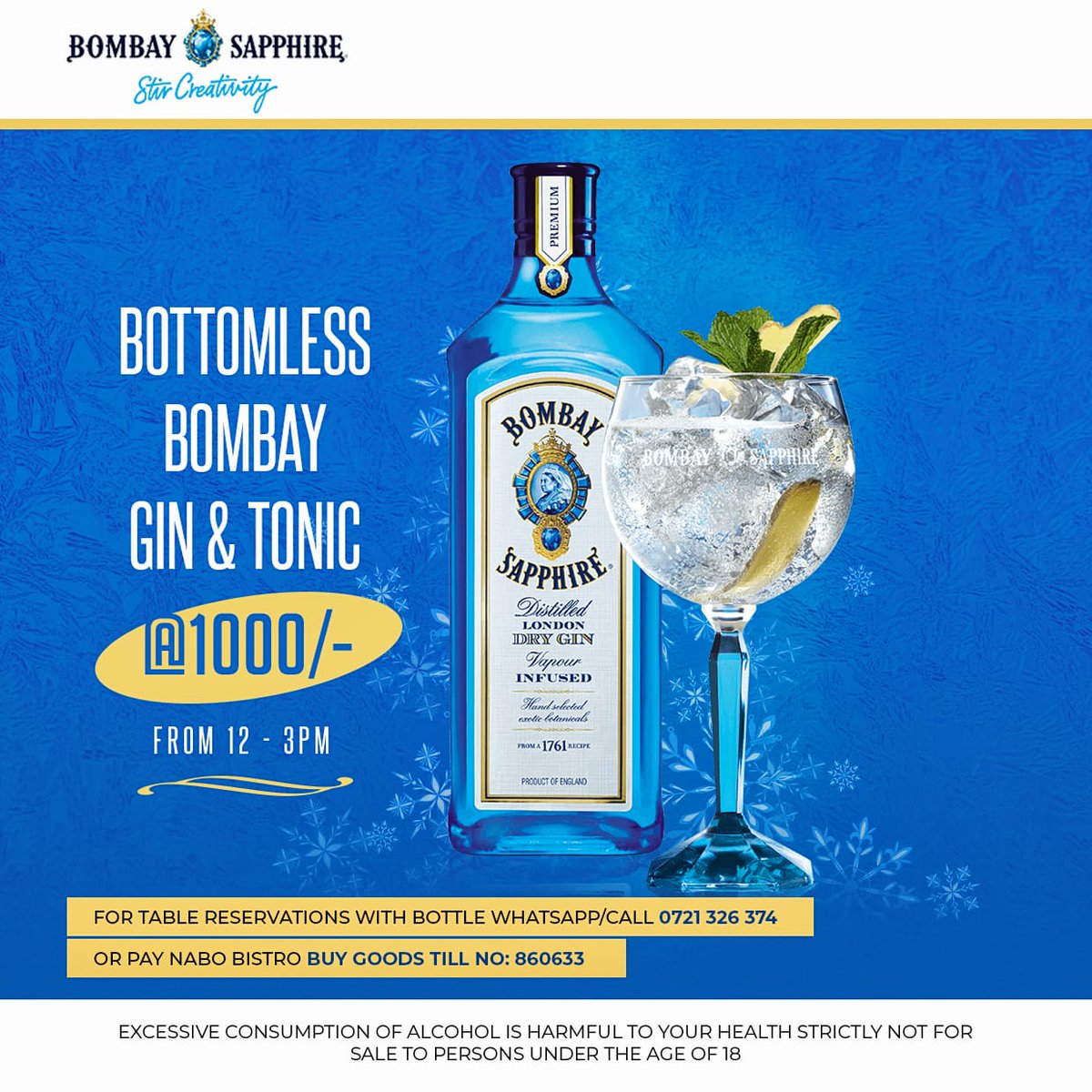 MWANAUME_NI_E's tweet image. This Saturday is going to be madness!! We have great offers lined up on Bombay Gin, Grey Goose, Patron, D'usse and BOTTOMLESS GIN-TONICS for Ksh. 1,000 from 12pm-3pm. Reserve your tables by calling/ texting 0721 326 374 TODAY!!!
#TheGinRoom #BombayGin #MNE #RespectTheProcess