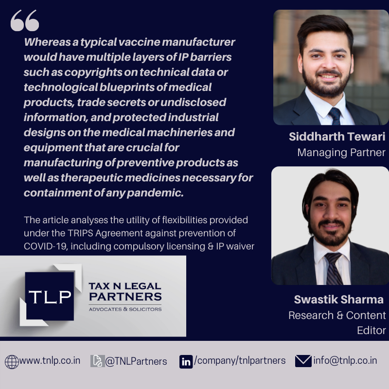 TNLPartners's tweet photo. Our Managing Partner @sidd_tewari and Research &amp; Content Editor @smaugtik write for @manupatrainfo, discussing the multilateral #trade setup around #intellectualproperty, #compulsorylicensing, #technologytransfer and #IP waiver.

https://t.co/2WVkhzvyji https://t.co/08MKz1XxEN