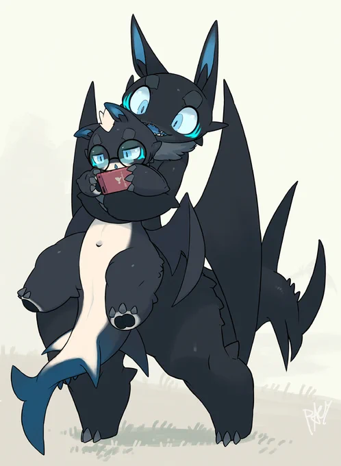 #一次創作絵師拡散フェス01 
黒鮫竜だよ🦈 