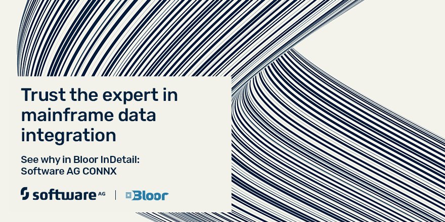 SoftwareAG's tweet image. From mainframe to cloud, Data Integration can help you meet today’s challenges. Read the @BloorResearch report on #CONNX: ow.ly/VFkI50FwNyX 

#DataIntegration #MainframeData