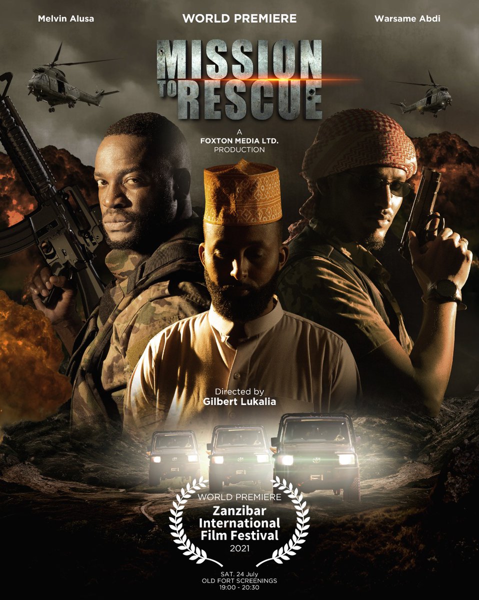 FoxtonMedia's tweet photo. Kenya's first Military action movie Mission To Rescue by Foxton Media heads South!!

It has been selected for World Premiere during the prestigious Zanzibar International Film Festival (ZIFF) on 24th July.

#MissionToRescue | #FoxtonMedia https://t.co/pfFEKVdy9Z