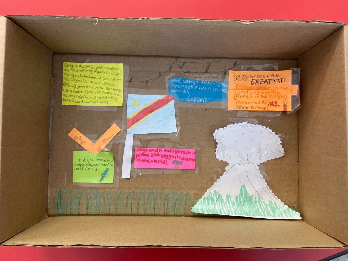 BenthalSchool's tweet photo. As part of Year 4's home learning project, they have done some research on Congo (Democratic Republic) and presented their work in different ways. 
#IrresistableLearning #Geography #KS2 #Year4 #Benthal #Countries #Congo https://t.co/cGl5K0esew