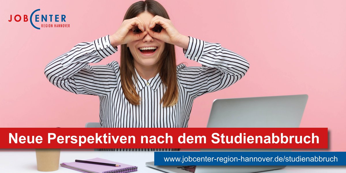 Es gibt viele Gründe, ein #Studium ohne Abschluss zu beenden. Wichtig ist, dass Sie jetzt neue berufliche Perspektiven entwickeln.🔭

Das #Jobcenter Region #Hannover kann Sie dabei unterstützen! 🤝#Studienabbruch 

▶️jobcenter-region-hannover.de/studienabbruch
