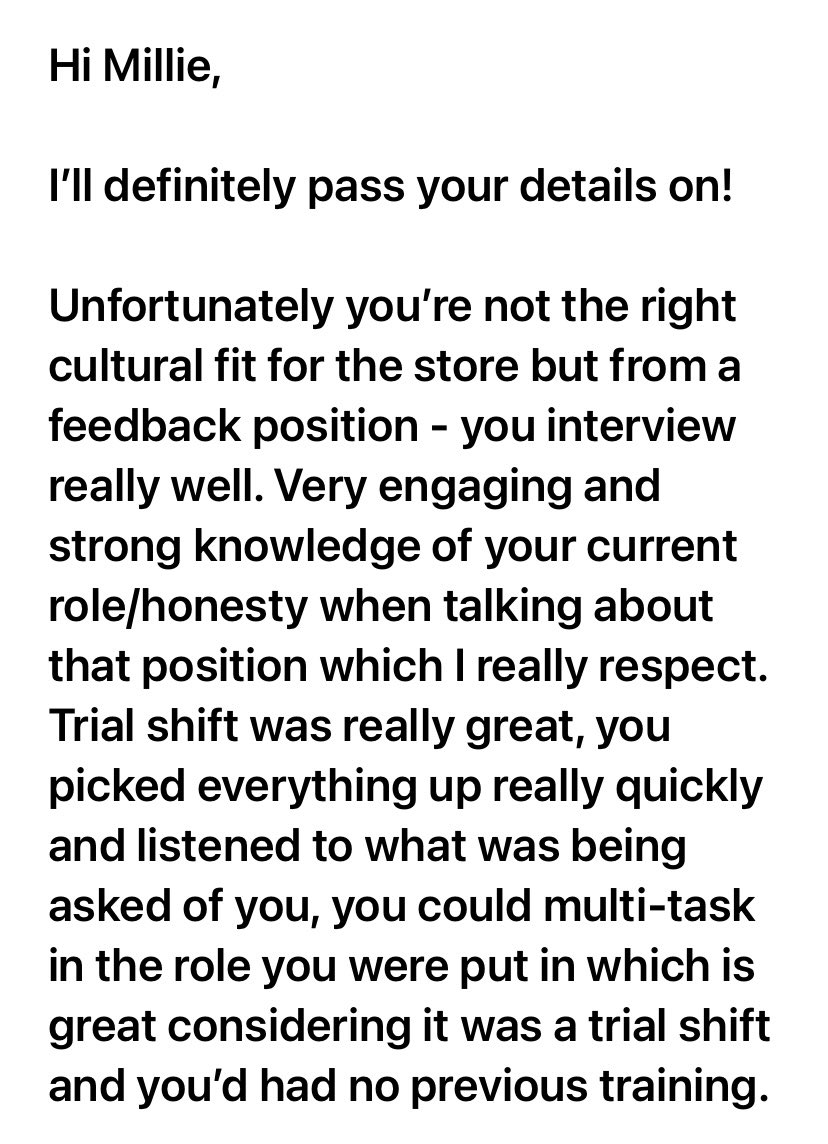 milly_evanss's tweet photo. so i really didn’t get a job at @CostaCoffee because i’m a ‘white female’ and they were looking for more diverse people to join their team… and they told me this after an unpaid trial shift huh #costa #costacoffee https://t.co/LiQX02R9ze