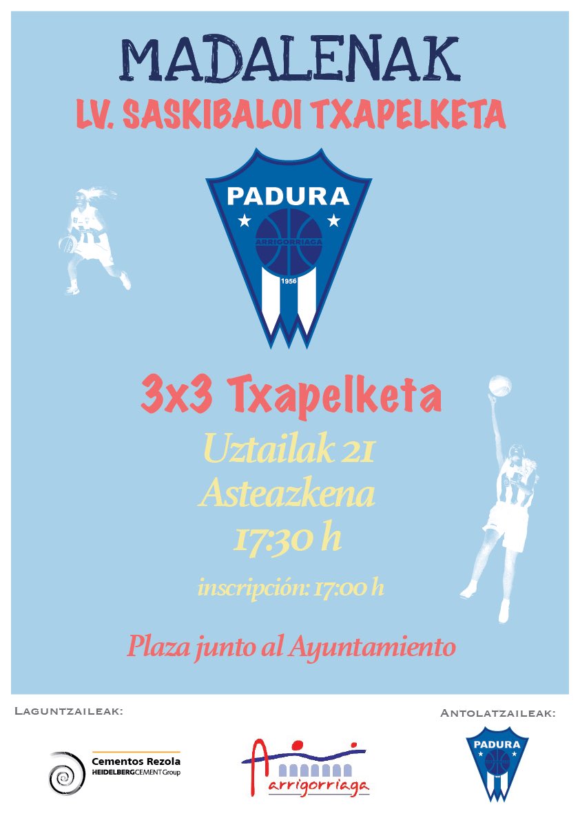 CBPadura's tweet photo. Si la situación sanitaria lo permite, el miércoles 21 recuperaremos el tradicional Torneo de Madalenak, aunque sea en formato 3x3 para los más peques. #AupaPadura @Arrigorriaga_U https://t.co/EOOKkZnAp8