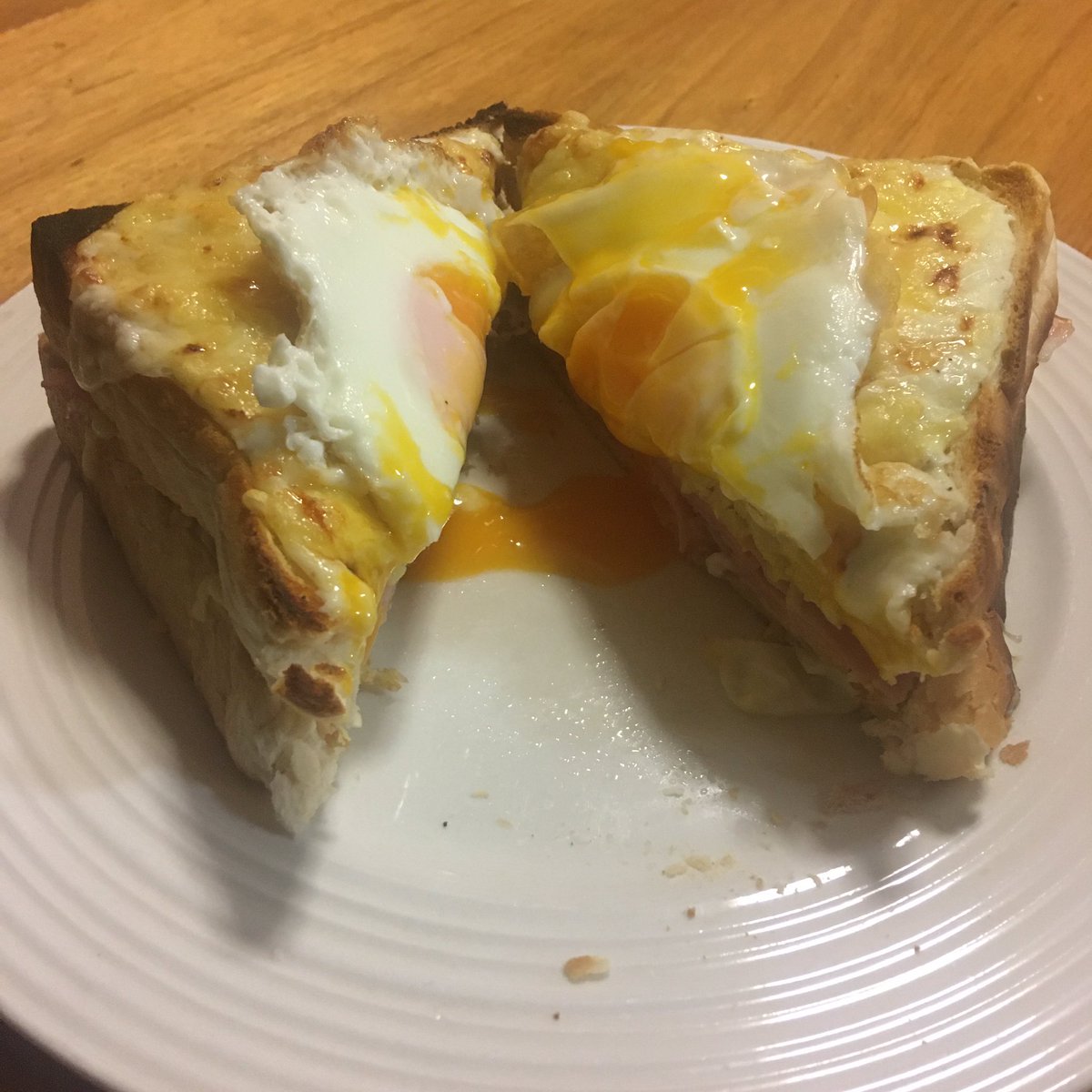 When #FromageFriday collides with #TourSanga night, we have Croque Madame for dinner #TourSnacks #CouchPeloton