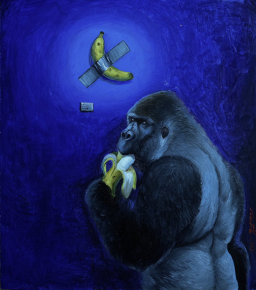 Please following my two works in NFT form on Foundation website. Let’s bid my work.
1.Reject humanity return to monkey.
2.Banana is a truth art. (Add it can eat) 
👉foundation.app/@puntitabow

#nft #nftartist #nftcommunity #art #artwork #cryptoart #oilpainting #oilcolors #NFTs