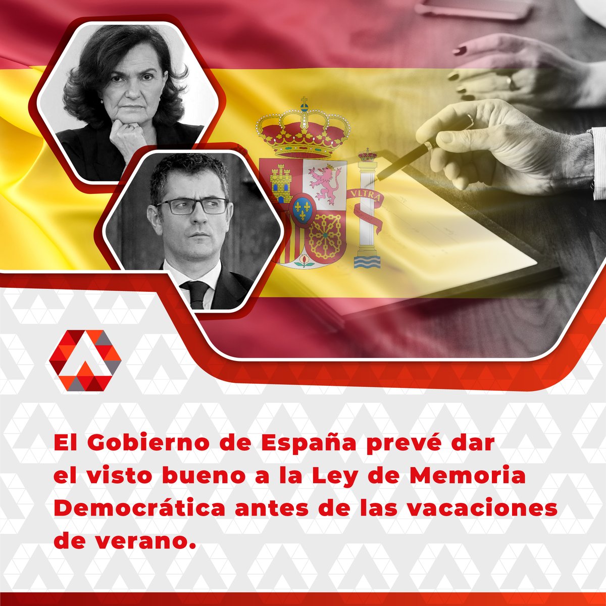 La aprobación de la ley de Memoria Democrática se ha retrasado debido al nombramiento del nuevo Ministro de Presidencia, Relaciones con las Cortes y Memoria Democrática, quien ha decidido dilatarla para "leerla y prepararla".

Fuente: bit.ly/3kqFERe