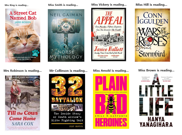 HEnglishdept's tweet photo. Happy #FictionFriday! What have you been #reading? Need some #inspiration? Take a look at what your teachers are #currentlyreading! The Summer holidays are approaching and you'll need a good #book! What are you planning to #read? ⭐️📚⭐️📚 https://t.co/WMxOatqpx8