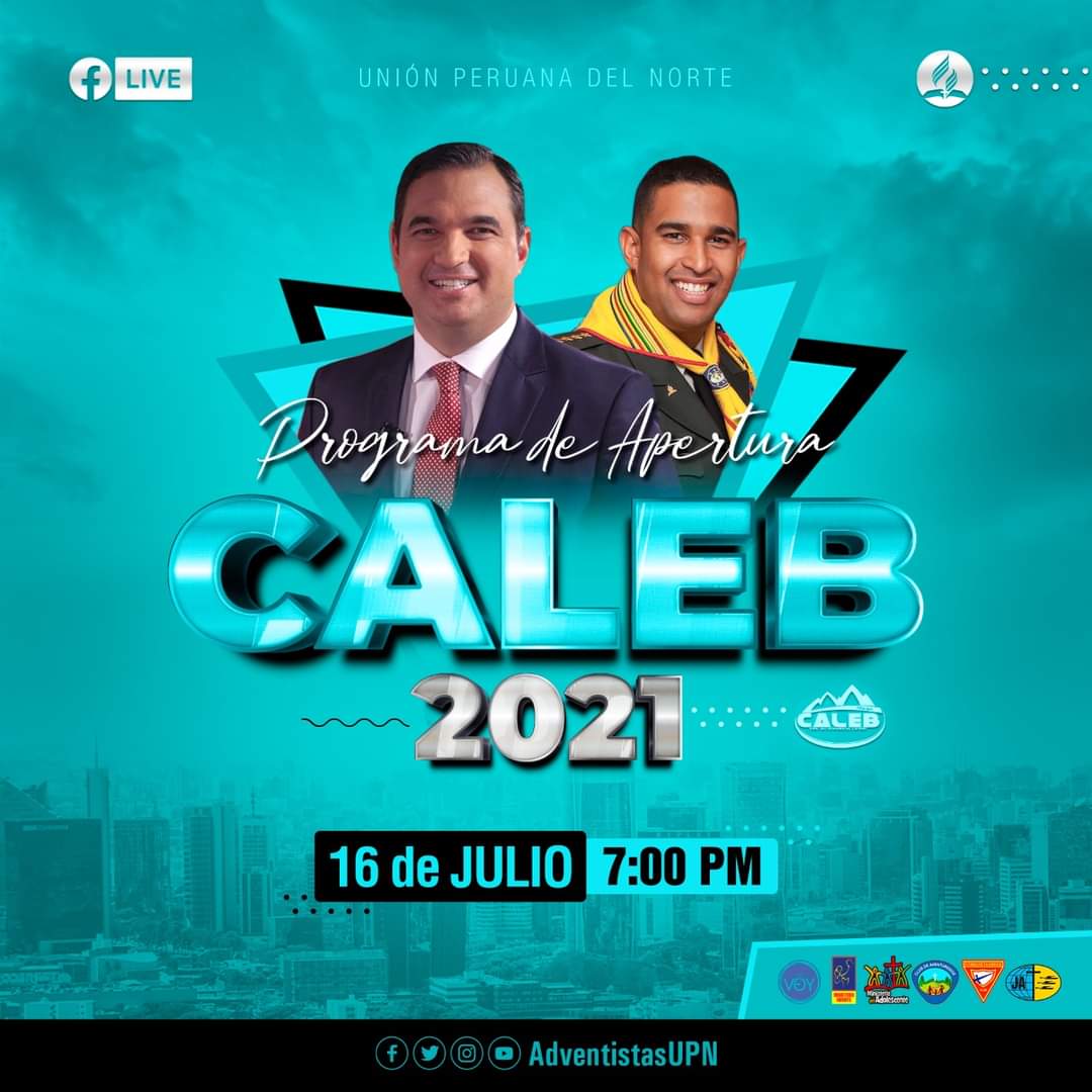 ✋🏽😃 Apertura - Misión Caleb 2021 🇵🇪 🙏🏽 con el  🇺🇸 Pr. Andrés Peralta, Director mundial de Conquistadores y 🇧🇷 Pr. Carlos Campitelli, Director de Jóvenes DSA. 🗓 Viernes 16 de Julio a las 7:00 p.m.🔴 EN VIVO por <a href="/AdventistasUPN/">Adventistas - Perú</a>: 💻 adv.pe/facebooklive