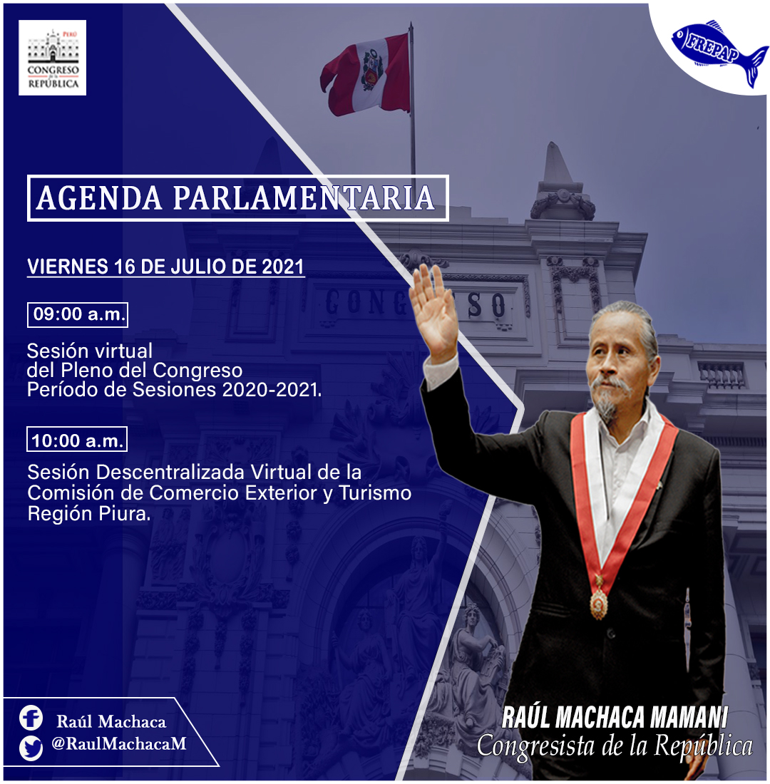RaulMachacaM's tweet photo. #FrepapTeRepresenta
📘Buenos días, comparto con ustedes mi agenda de actividades de hoy viernes 16 de julio de 2021.🐟🇵🇪 https://t.co/6PGroNnscG