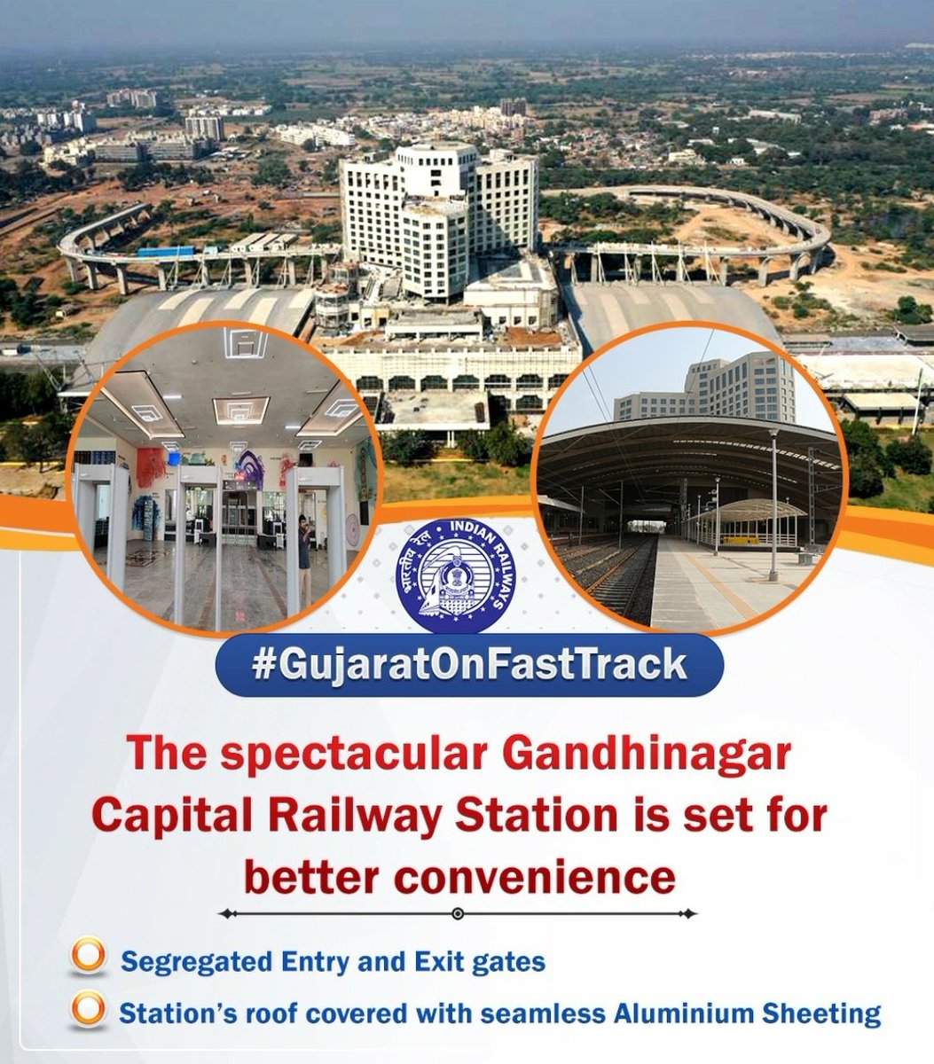 DrmMys's tweet photo. The spectacular Gandhinagar Capital Railway Station is set for better convenience. 
#GujaratOnFastTrack https://t.co/zUNYfiSisp
