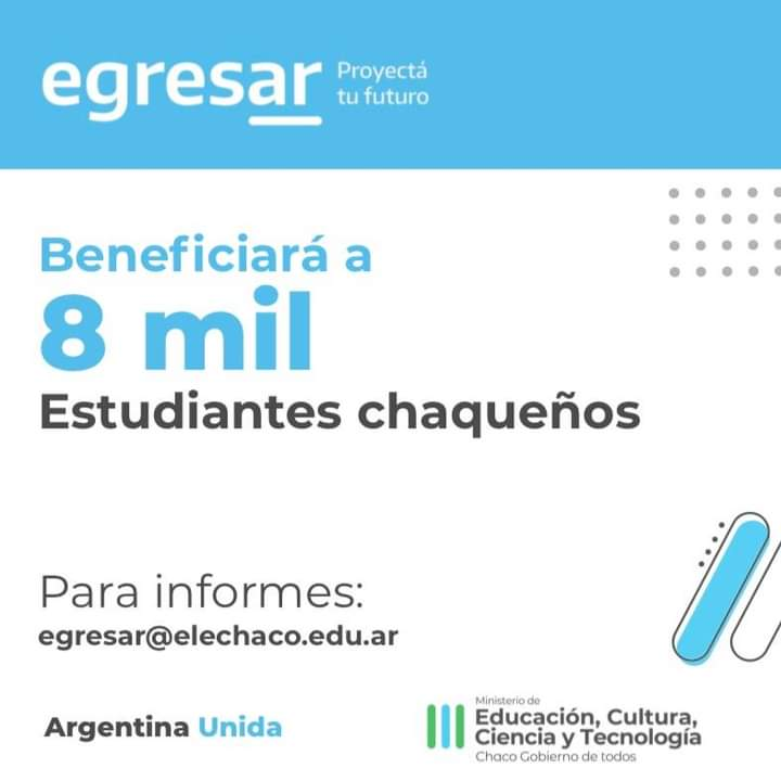 RResistencia26's tweet photo. ℹ️ #BecasEgresar 
Hasta hoy se encuentra abierta la inscripción a becas del plan EgresAR «Proyecta tu futuro», diseñado por @EducacionAR , a partir de un trabajo articulado con las provincias. https://t.co/lGxYzngE06