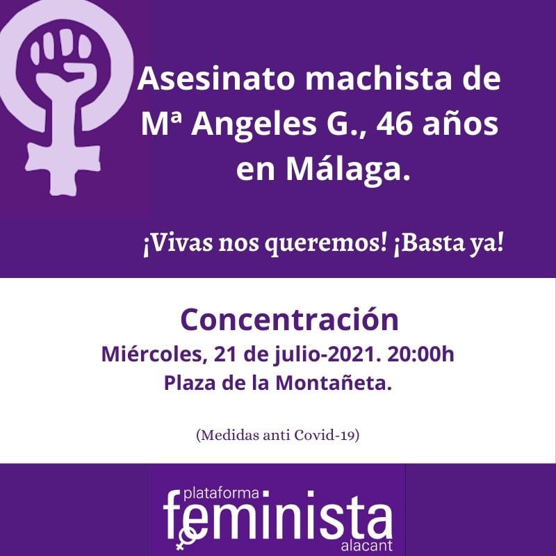 eualacant's tweet photo. Nuevo #AsesinaoMachita. ¡El #MachimoMata! #BASTAYA! #NosQueremosVivas

La Plataforma #Feminista de #Alicante nos convoca a concentrarnos el próximo miércoles 21 de julio a las 20h de la tarde en la Plaza de la Montañeta. https://t.co/eqrp9g8B8f