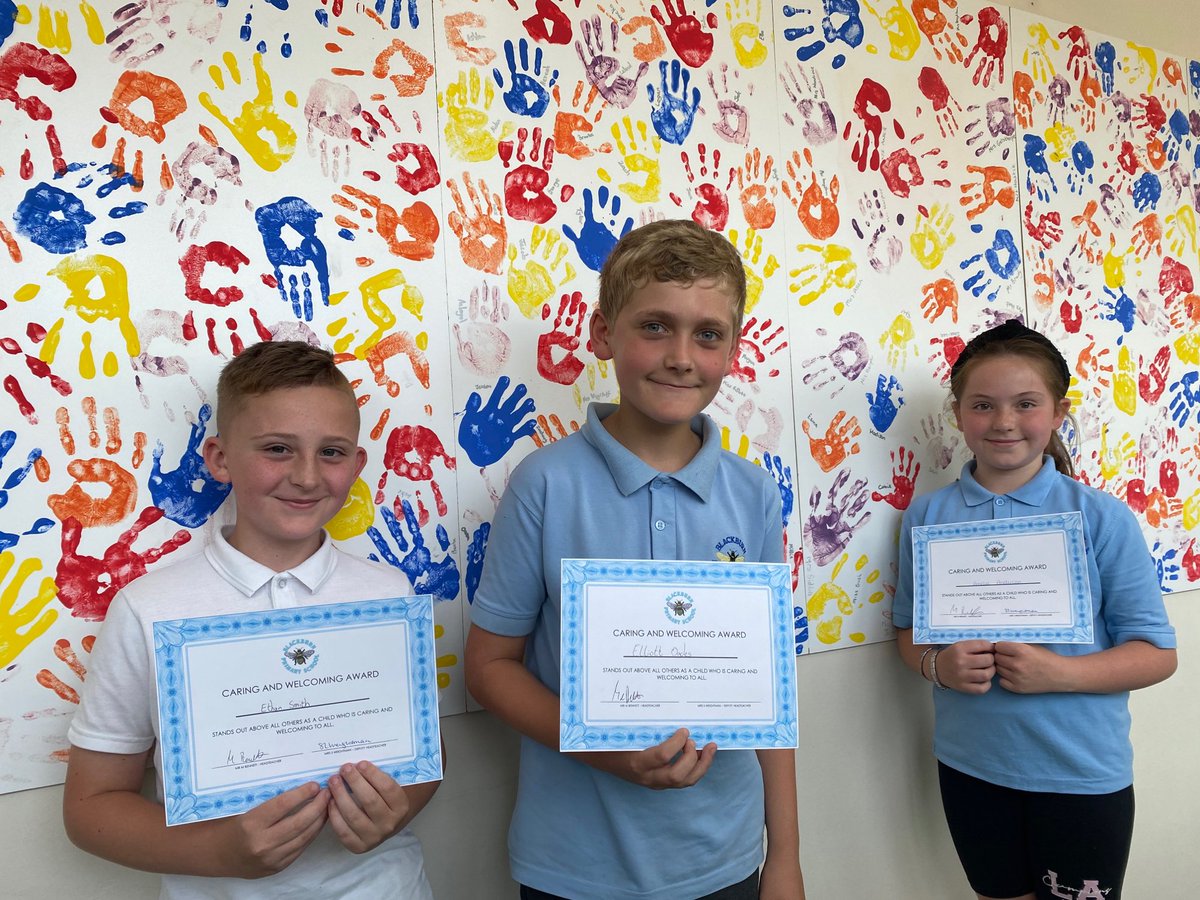 Blackburn_prim's tweet photo. Our children are ‘caring and welcoming’ but these children have stood out above all others as children who go the extra mile for other people all year! #beyourbest 
Congratulations https://t.co/glmIZViOJp