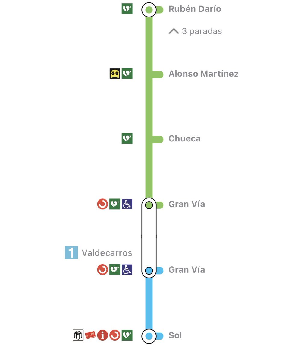 _Andres_NDR_'s tweet photo. Hola @metro_madrid
Hoy se ha actualizado la app de Metro de Madrid pero aún sigue mostrando información antigua: en el mapa no se especifica transbordo a pie entre Gran Vía y Sol, de igual manera que en el apartado “Trayectos”, indicando usar la línea 1 para ello https://t.co/HWvJn9PJ7v