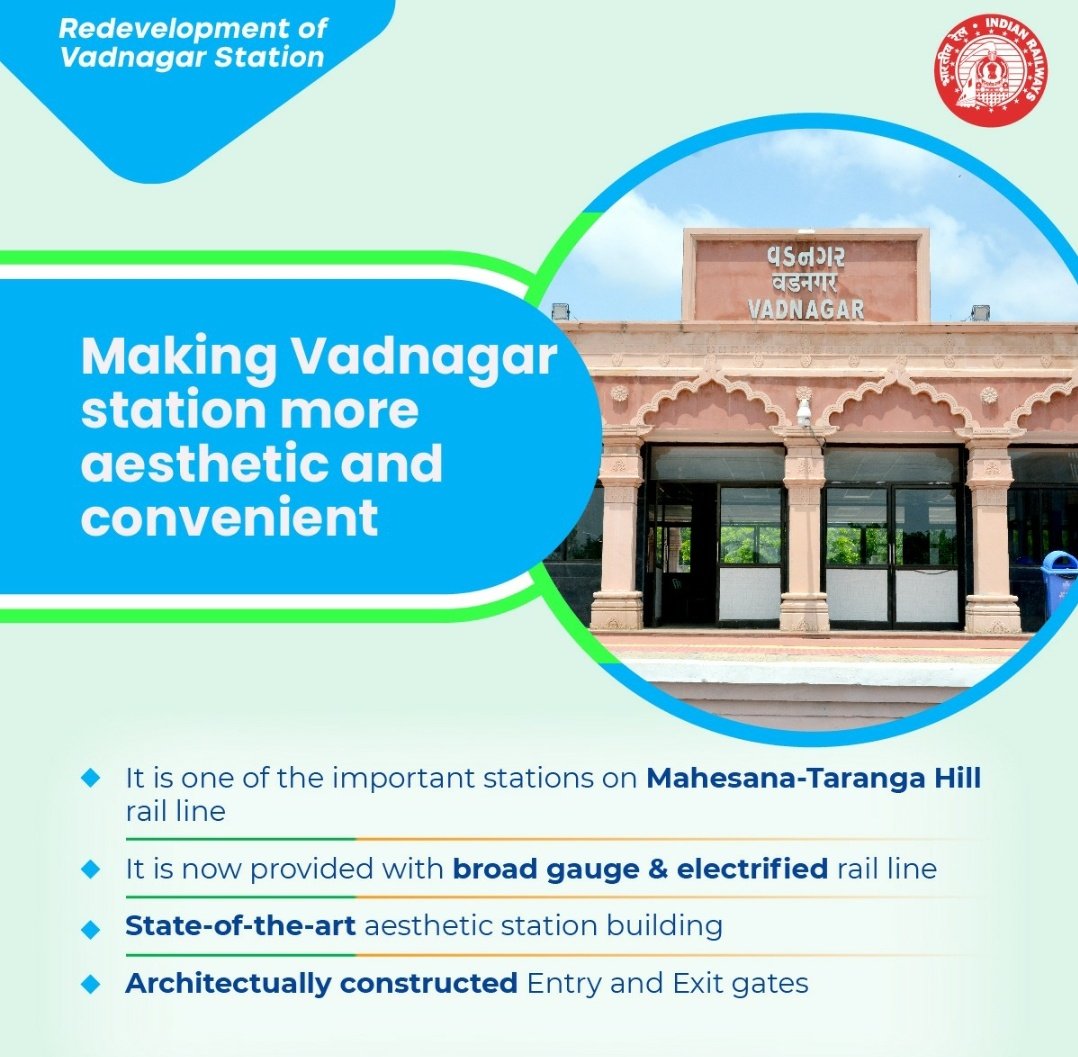DrmMys's tweet photo. Making Vadnagar station more aesthetic and convenient.
#GujaratOnFastTrack https://t.co/nzTuPvEpDt