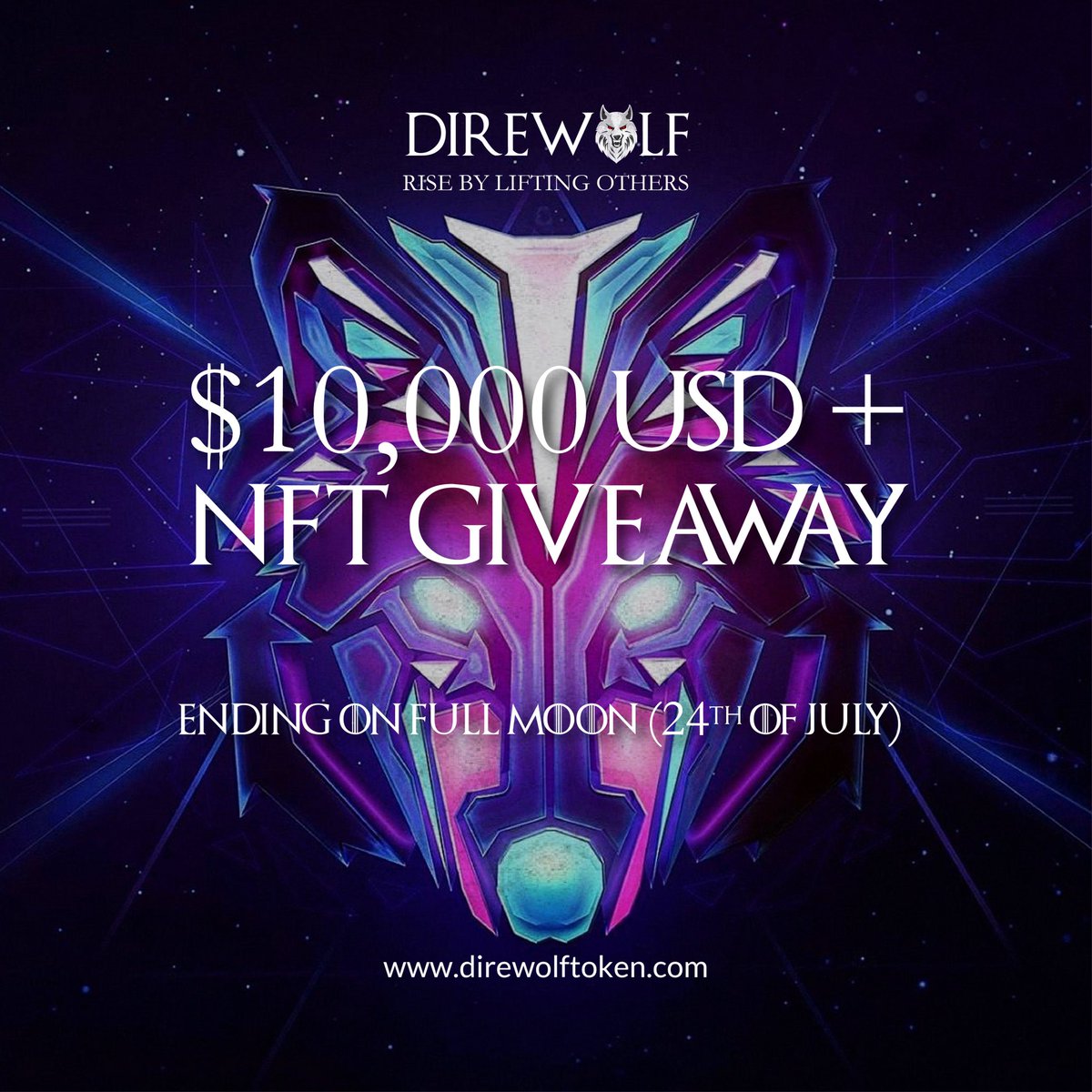 direwolftoken's tweet image. 🚨 Don’t miss out on your chance to redeem $10,000 + more 🚨 

As early as July 24th you could win $10,000 + 

👀 the attachment for more details! 

🐺🚀🌝

#DireWolfToken #play2earn #play2gether #DireSwag #NftMarketplace #NFTCommunity #NFTGaming #Ethereum #btc