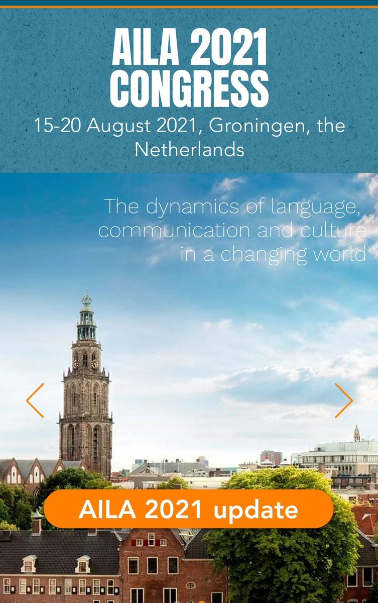 LanguageSector's tweet image. 🆕️ New event on the #LanguageSector events calendar: AILA 2021 CONGRESS. 📅15-20 August 2021, Groningen, the Netherlands. Find out more about it here 👉 #Aila2021 thelanguagesector.eu/it/diensten/ev…