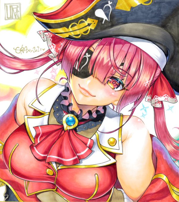 今日の色紙304日目
マリン船長描きました。

#描いた色紙なるべく毎日アップする
#コピック #アナログ絵 #宝鐘マリン #マリンのお宝 #ホロライブ #VTuber 