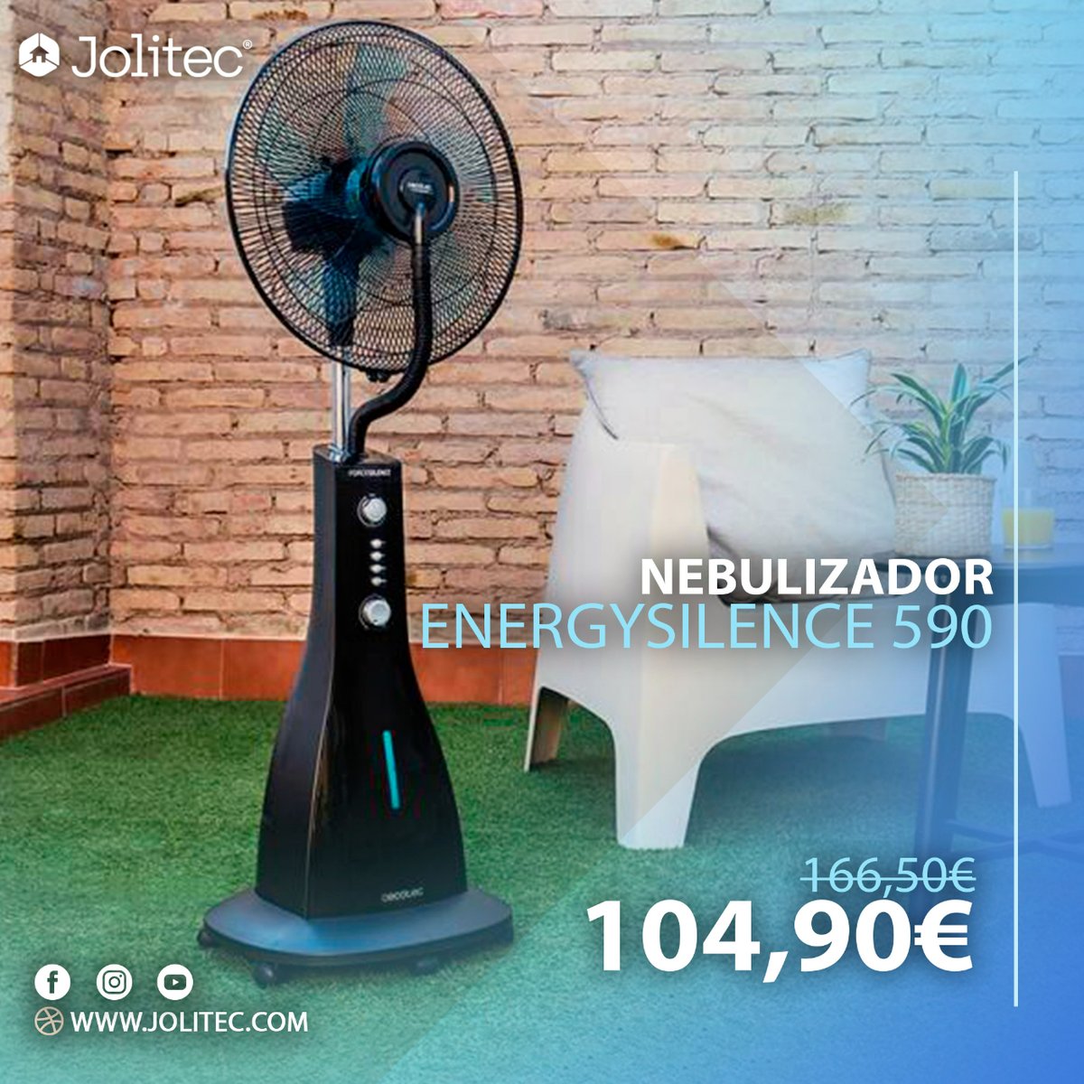 Jolitec1's tweet photo. ¡Disfruta de un verano fresquito! ☀️

Consigue un frescor inmediato gracias al Nebulizador EnergySilence 590 FreshEssence ❄️ programable, con 3 opciones de velocidad y una capacidad del tanque de hasta 3 litros.

Descubre sus ventajas en Jolitec👇
https://t.co/fklaUaZJmb https://t.co/6nfLiznG8y