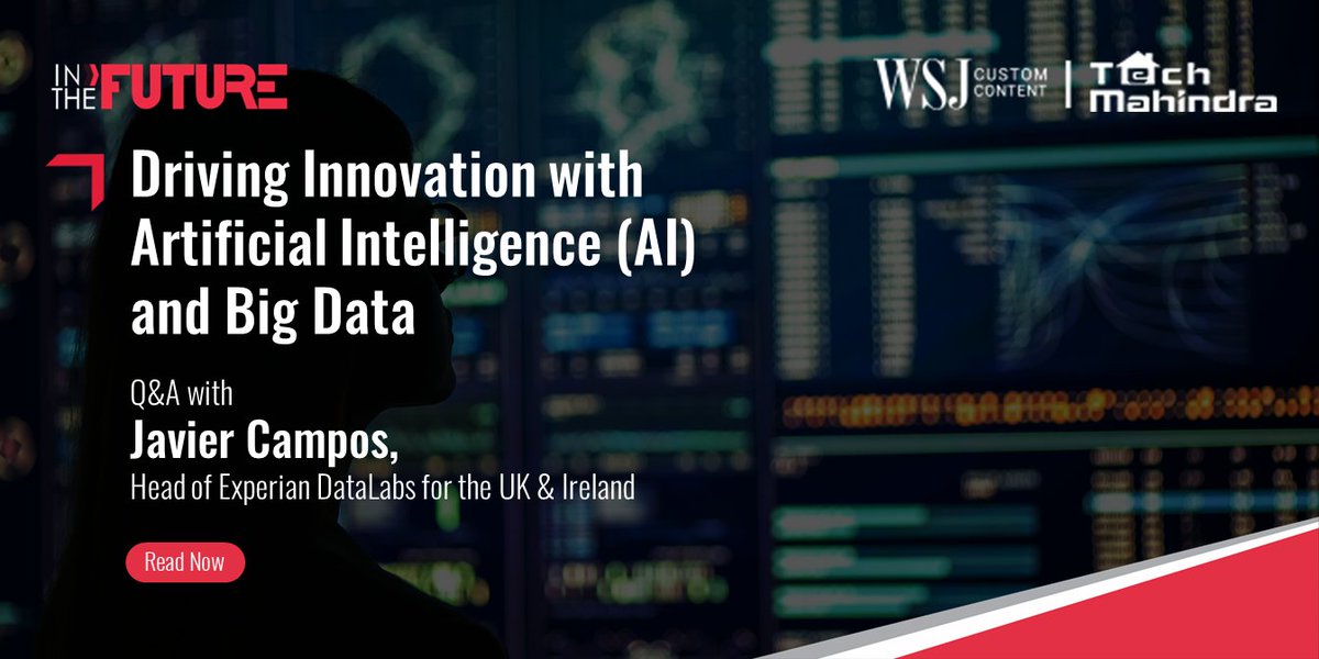 tech_mahindra's tweet photo. #AI & #BigData are key to innovation & new product development
@javcamposz, Head of @ExperianDataLab (UK & Ireland) shares his insights in our #InTheFuture portal
Read here - https://t.co/4bGSBVkzcR
#TechMInUK #NxtNow https://t.co/FkYu7JucMm