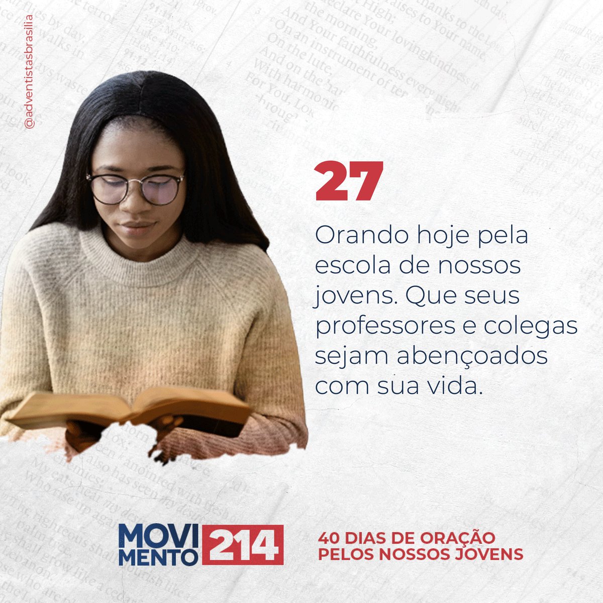 Que sejam influenciadores e não influenciados!
@adventistasbrasilia #movimento214 #orandopelosjovens #chegouahora #geraçãomissionária #tmj #vmj