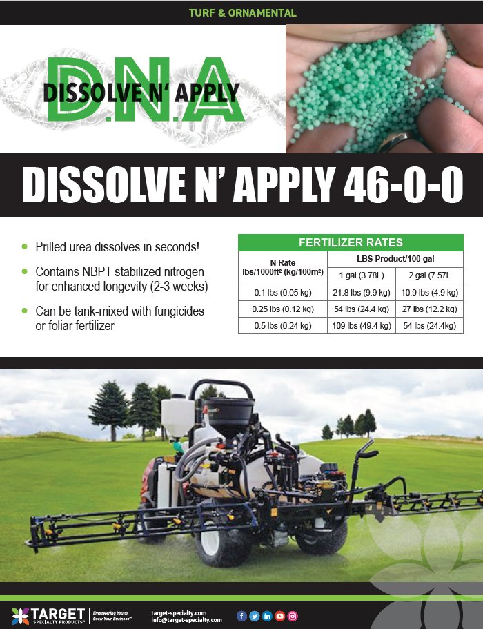 <a href="/TargetSpecCanW/">Target Specialty Products 🇨🇦 West</a> @TargetSpecCanE  is very excited to introduce D.N.A. (DISSOLVE N'APPLY) prilled urea,  dissolves in seconds &amp; contains NBPT stabilized nitrogen for enhanced longevity (2-3 weeks)