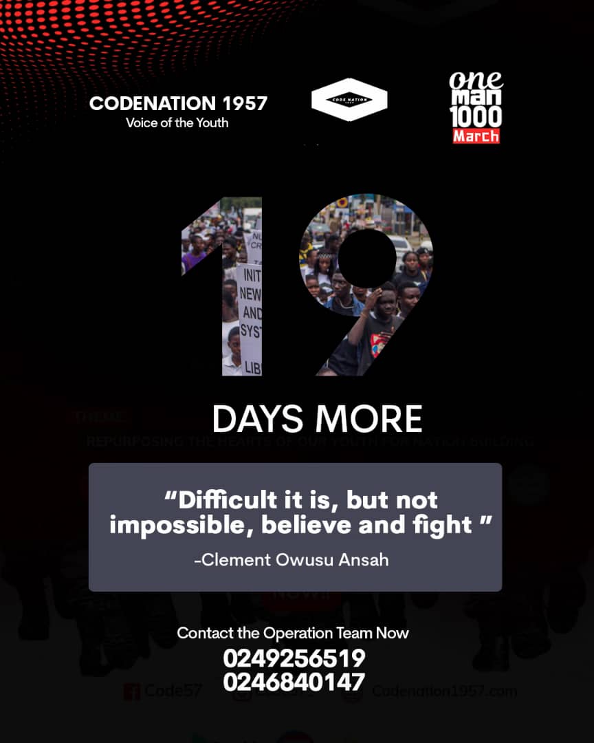 code57_'s tweet photo. 🎯 Difficulty it is, but not impossible, believe and fight.
- Clement Owusu Ansah 

#Oneman1000March 
#19daysmore
#FixTheCountry https://t.co/mP4BafhtLc
