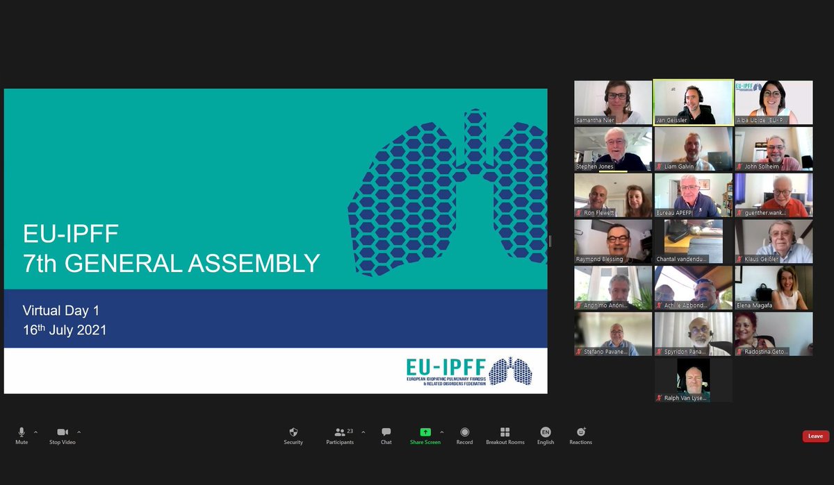 Kicking off our 7th <a href="/EU_IPFF/">EU-PFF</a> General Assembly, reporting to our members, advisers and supporters what the European Pulmonary Fibrosis Federation has done in the past year, what we will work on in 2021 and 2022 in patient advocacy and research. We'll also elect new board members!