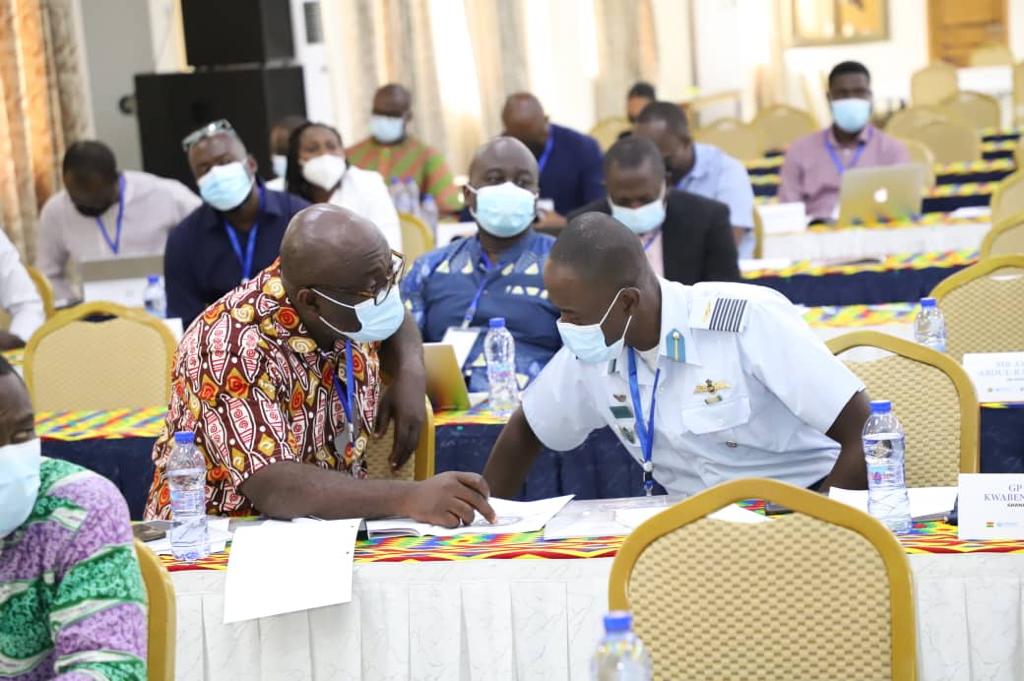 UNODC_BMB's tweet photo. #Happeningnow! @UNODC_MCP supporting #MaritimeSecurity in 🇬🇭. Maritime players rubbing minds to build an implementation plan for the National Integrated Maritime Strategy @CEMLAWS_Africa. Funded by #DKinGoG. @UNODC_WCAfrica @MiwaKatoEmpower https://t.co/Z5voR7qlPH
