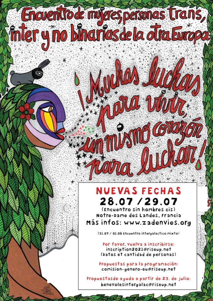 ElPitRoig's tweet photo. [CAMBIO DE FECHA] Encuentro europeo de mujeres, personas trans, inter, no binarias.

¡NUEVAS FECHAS! 28 y 29 de julio de 2021
Lugar: ZAD de Notre Dame des Landes (Nantes-Francia)
En el contexto de la Gira Zapatista y de defensoras del Agua y de la Tierra por Europa https://t.co/lXwBv00I1t