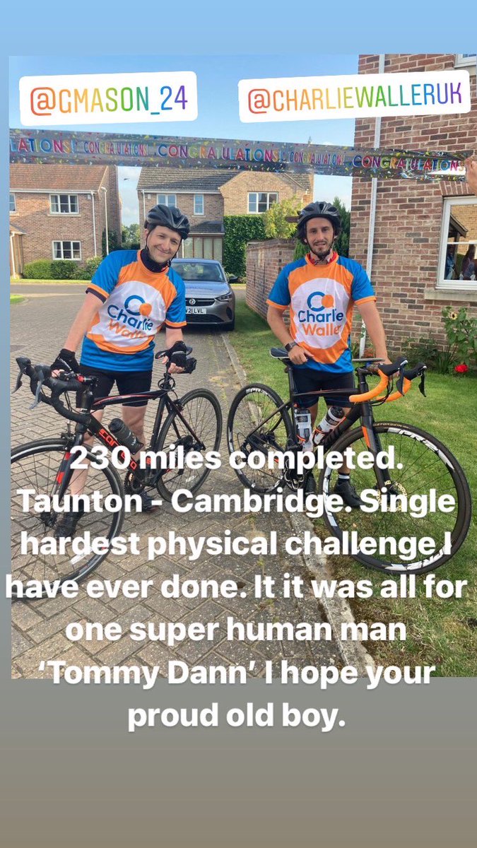 william_clark7's tweet photo. All done. Massively proud of what we have both achieved this week. Tough old challenge. #Taunton to #Cambridge https://t.co/29MOniFhIu