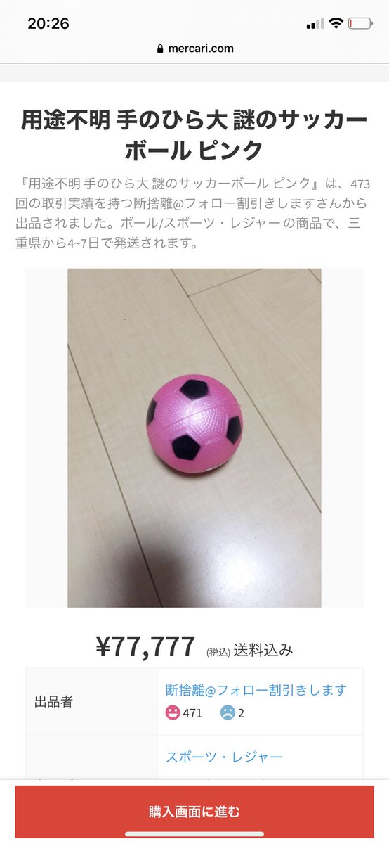 保障できる 用途不明 ピンク 謎のサッカーボール 手のひら大 ボール