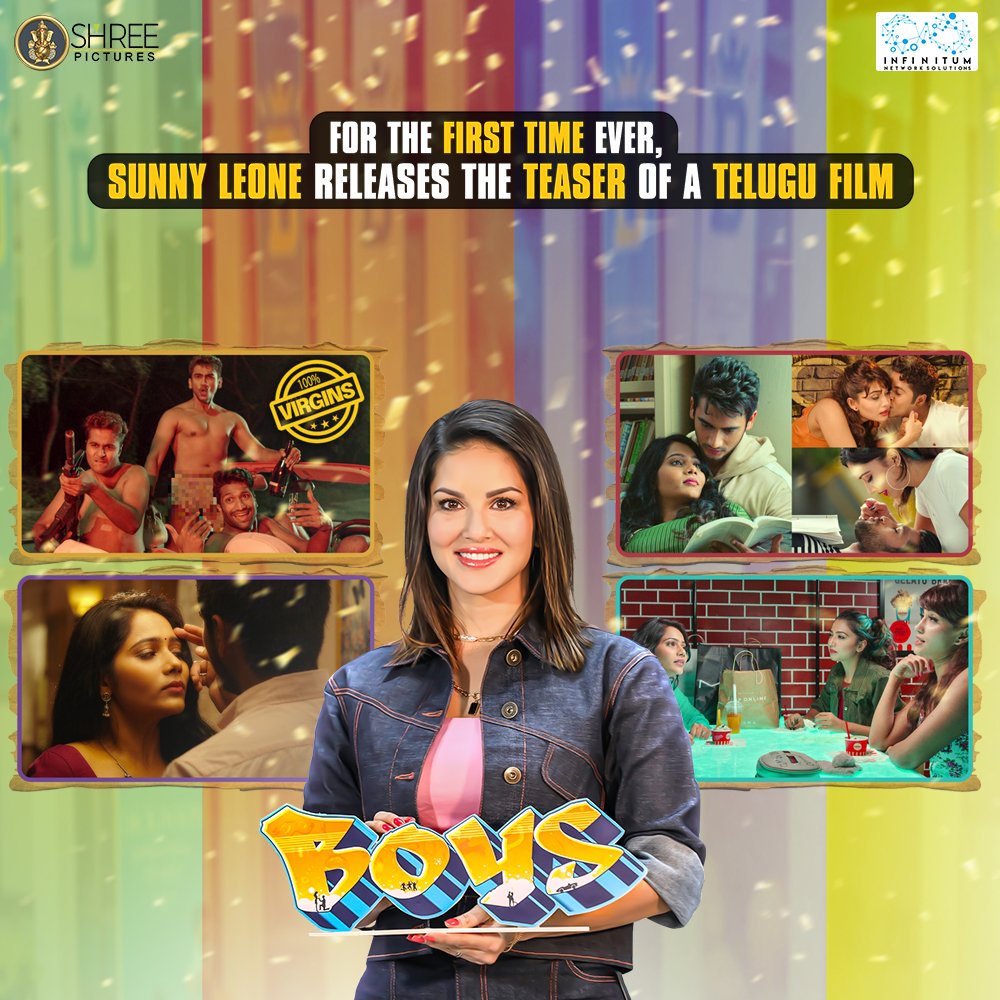 ShreePictures's tweet photo. #BOYS Teaser out now 🔥 Launch by @SunnyLeone 😋

▶️https://t.co/naU2iTb6r8

@MitraawSharma #Dayanandh @ShreePictures @nenumeshrihan @balu493 #Smaran #VenkataPrasad @ShreeLyricist #MarthandKVenkatesh @adityamusic @IamEluruSreenu @housefull_dgtl @shreyasgroup #SunnyLeoneForBoys✊🏻 https://t.co/A5ZQIK9wmW