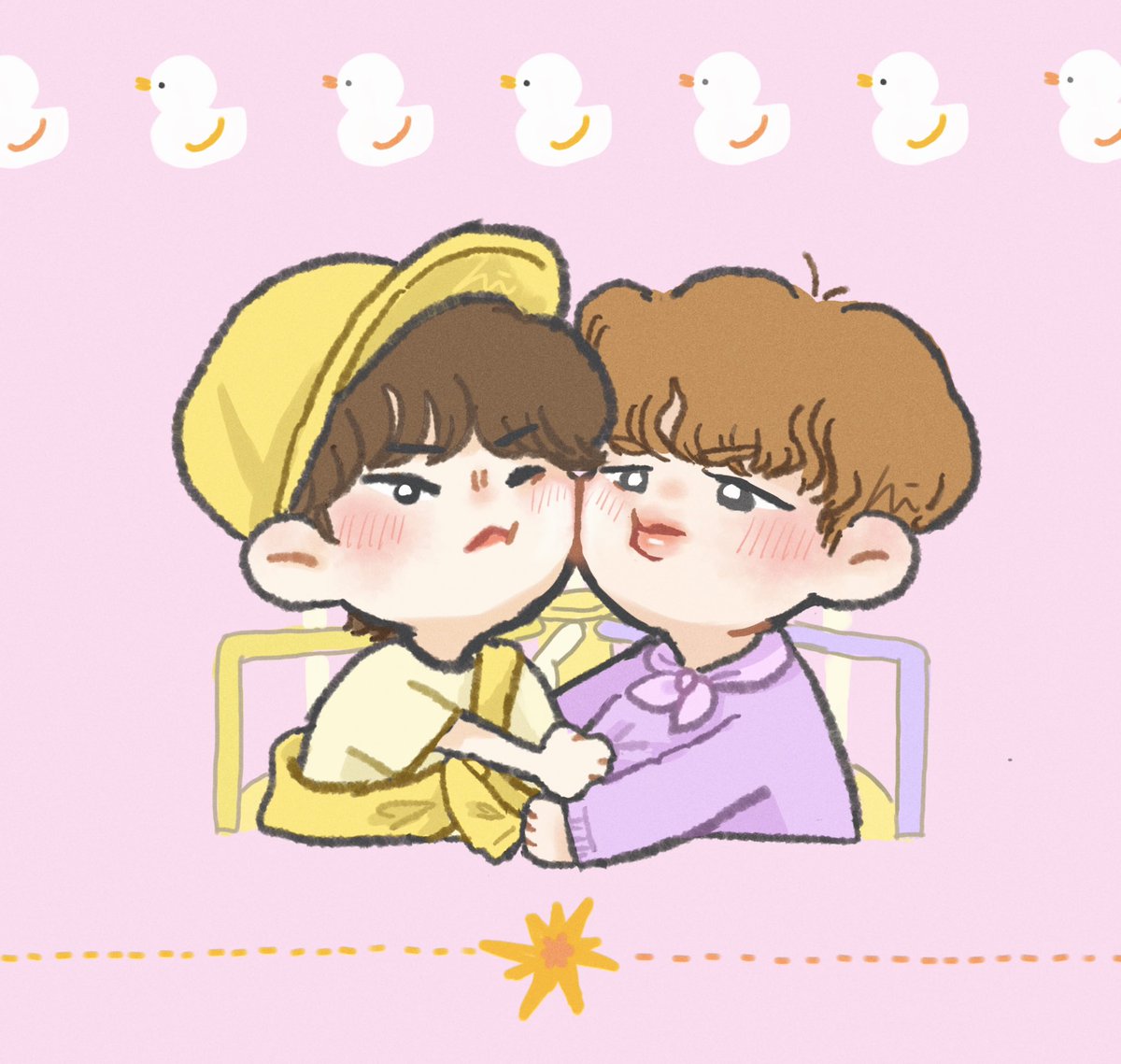 「#BTS #btsfanart 
#yoonmin #SUGA #JIMIN 
」|夕日のイラスト