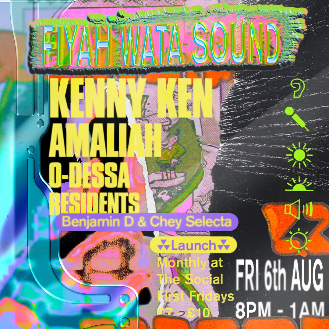 Been waiting to announce this one for a long while! New residency FIYAH WATA SOUND starts on Fri 6 Aug. Very excited that absolute jungle legend KENNY KEN will headline + Borne Fruits boss and Balamii resident Amaliah + <a href="/odessauk/">ODESSA</a> (NTS) + resident DJs Benjamin D &amp; Chey Selecta!