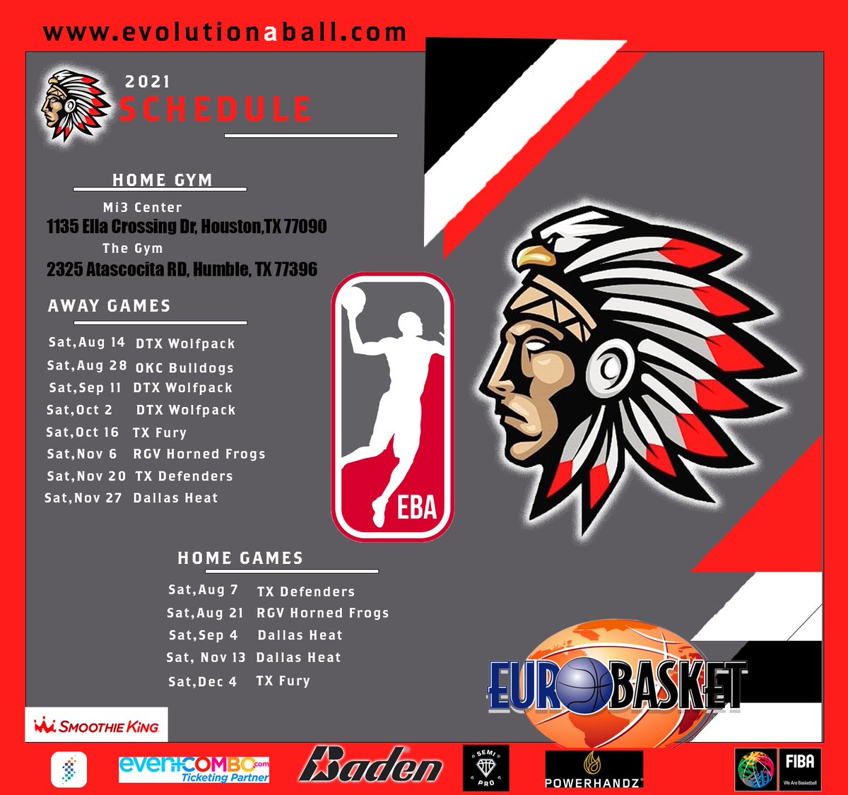 Start of the Inaugural Season is here! Here are individual schedules

#evoyourgame
#evoaball #eba #explorepage  #nbagleague #fiba #eurobasket #ebatv #dallas #dfw #dalheatup #wolfpack #aaw #txdefenders #okcbulldogs #txtribe #txfury #fyp #denver #rgv #basketball #ebausa #evoanews