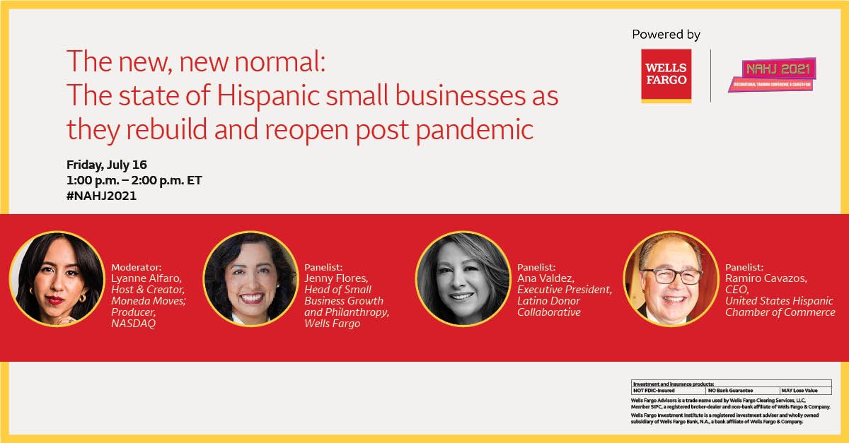 Today at 1 p.m. ET during #NAHJ2021, we are discussing the current state of Hispanic small businesses post-pandemic, their impact on the national economy and how they can move forward confidently.   <a href="/LyanneAlfaro/">Lyanne Alfaro</a> <a href="/RAConomics/">Ramiro A. Cavazos</a> <a href="/LDCAna1/">Ana Valdez</a> and <a href="/WellsFargo/">Wells Fargo</a> Jenny Flores <a href="/USHCC/">USHCC</a> <a href="/NAHJ/">NAHJ</a>