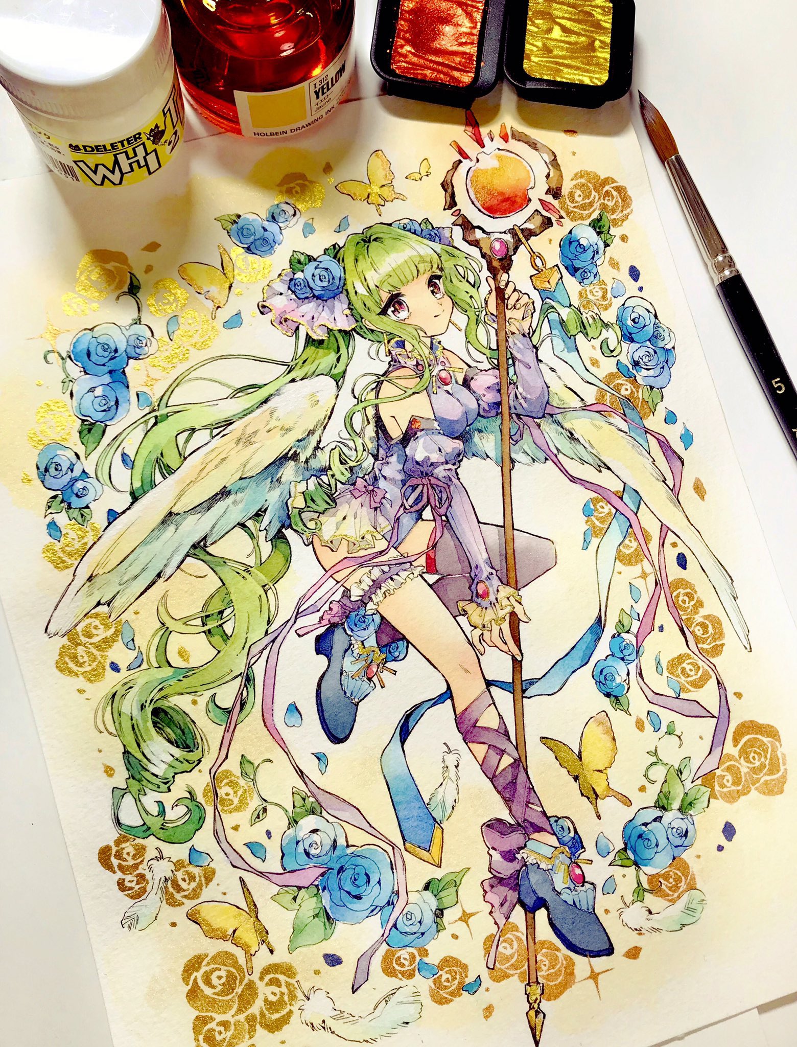 森の天使 透明水彩画 お値下げ致しました - 絵画/タペストリ