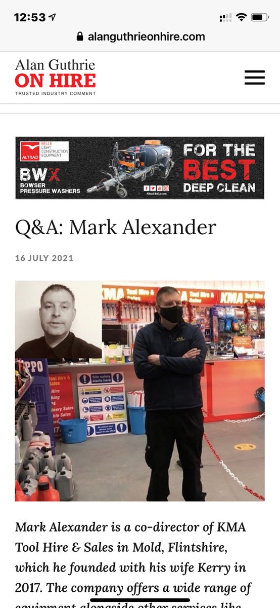 Great to be featured in the Number 1 ToolHire blog Q&amp;A’s with Alan Guthrie . Full read below . 

 buff.ly/2Tjr6bc
