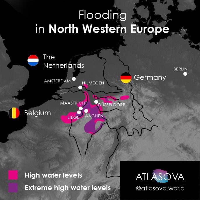 Atlasova on Twitter "Map showing the current flooding in West Europe