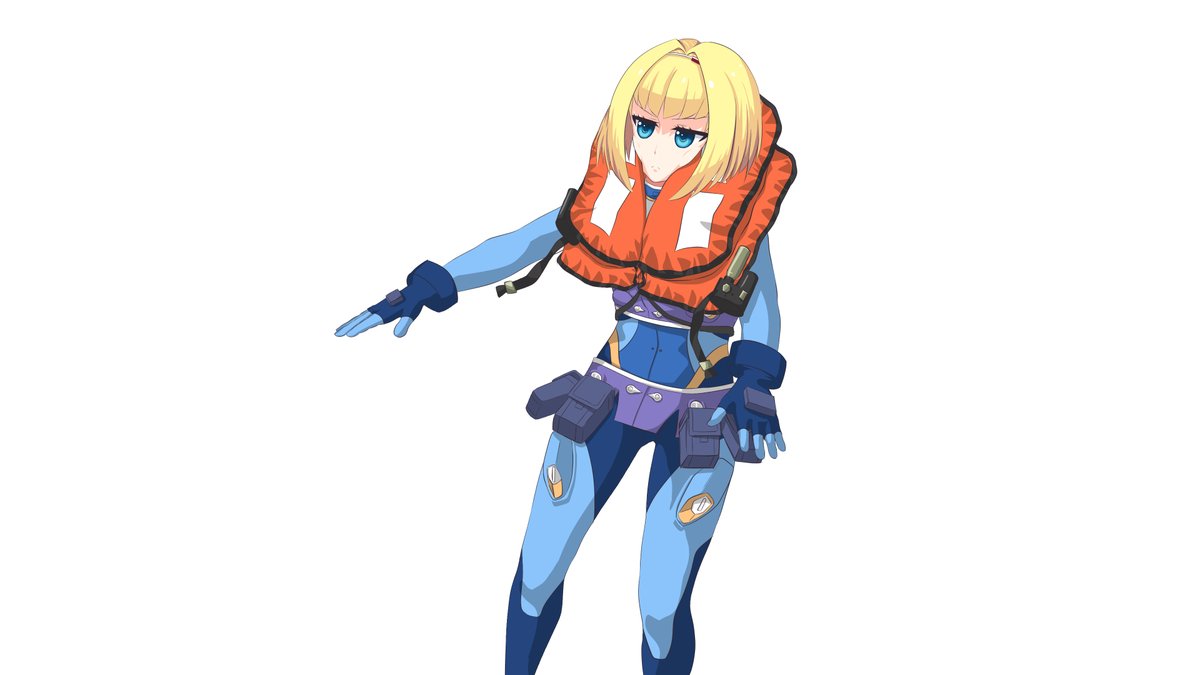 救命胴衣に圧迫されて不満げな表情をする、ヘヴィーオブジェクトのミリンダ・ブランティーニを描きました! 