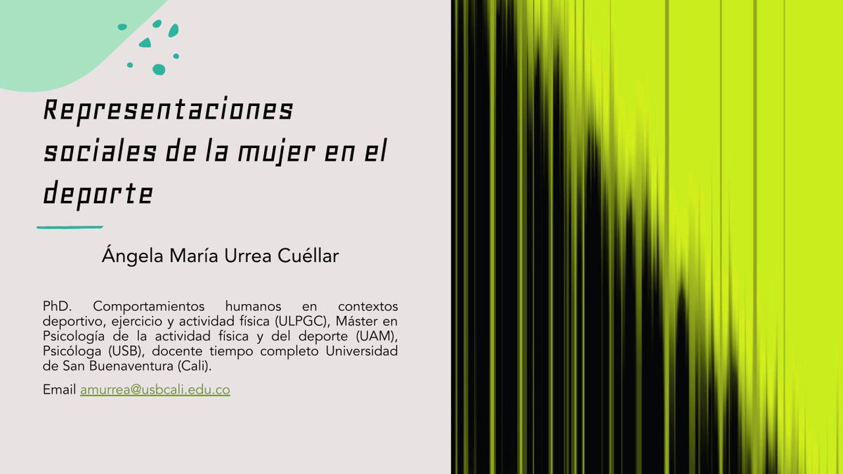 ProjectGesport's tweet photo. Á.M. URREA CUÉLLAR ha presentado la comunicación “Representaciones sociales de la mujer en el deporte”

#ICMPEDS21 #Gesport https://t.co/eGwJf8qCFW