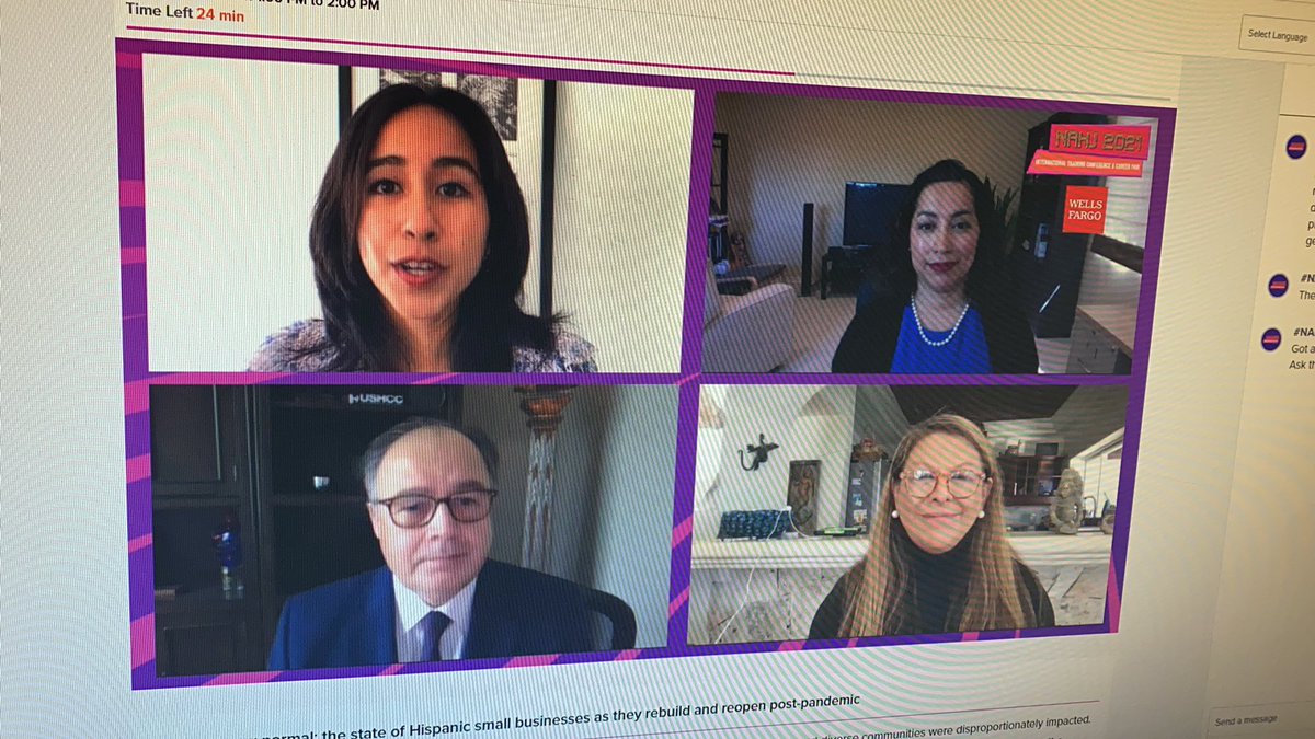 “Most #smallbusinesses in this country have under 500 employees, 80% of Latino businesses have revenue under $1 million, but only half had a banking relationship prior to the pandemic.” <a href="/RAConomics/">Ramiro A. Cavazos</a> <a href="/USHCC/">USHCC</a> <a href="/WellsFargo/">Wells Fargo</a> <a href="/LyanneAlfaro/">Lyanne Alfaro</a> <a href="/LDCAna1/">Ana Valdez</a> <a href="/NAHJ/">NAHJ</a> #NAHJ2021