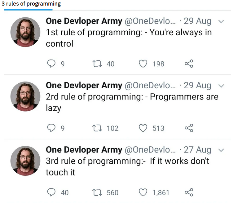 MIT_CSAIL's tweet photo. The three rules of programming. https://t.co/SRhi36BY8C