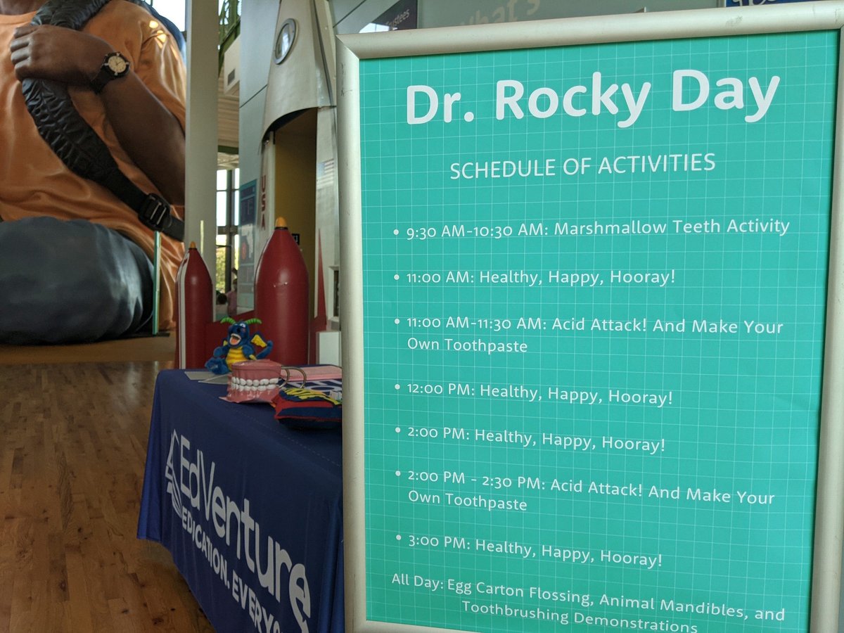 SCDentalAssoc's tweet photo. It was Dr. Rocky Day today at @EdVenture in Columbia. We helped with the event to honor the legacy of Aiken Pediatric Dentist Dr. Rocky Napier. The day featured games, videos and activities for kids including how to make toothpaste.
#Dentistgiveback #SCDAleadingtheway #SCDA https://t.co/FmB1oQOnZY